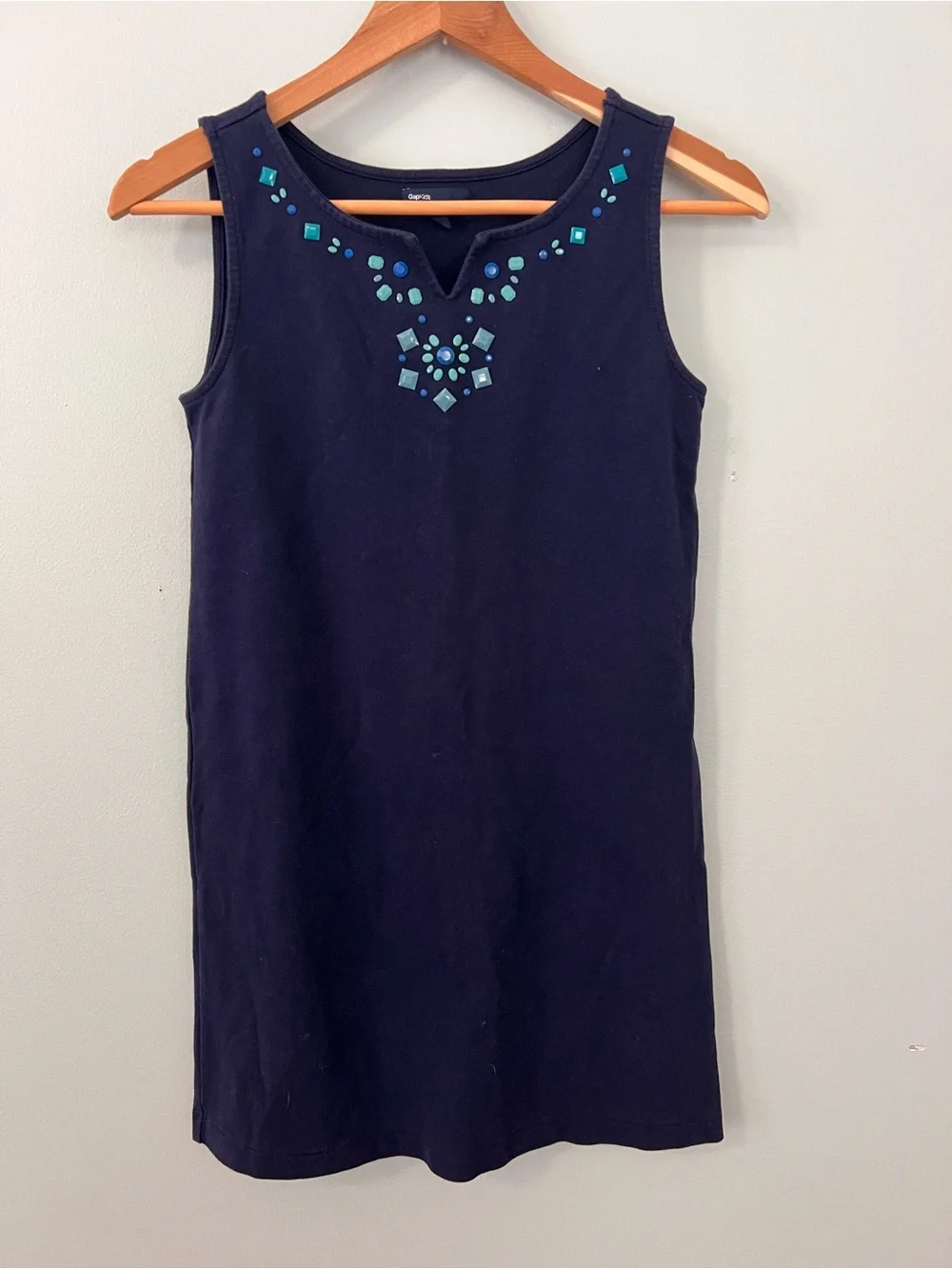 Gap Kids Navy Jeweled Neckline Ponte Shift Dress • XL (14-16)
